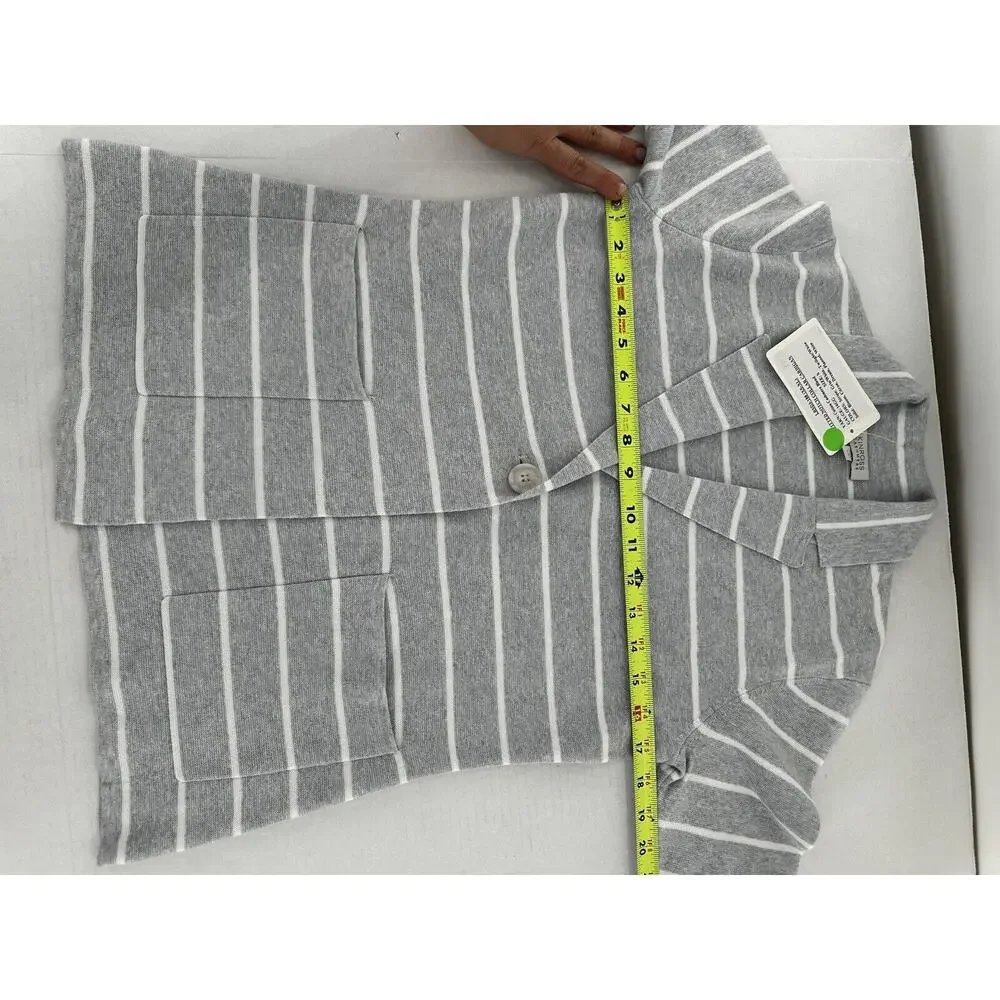 Kinross Cashmere Cardigan Blazer Knit Sz S Grey Notch Preppy Pockets Career $375 - Picture 6 of 10